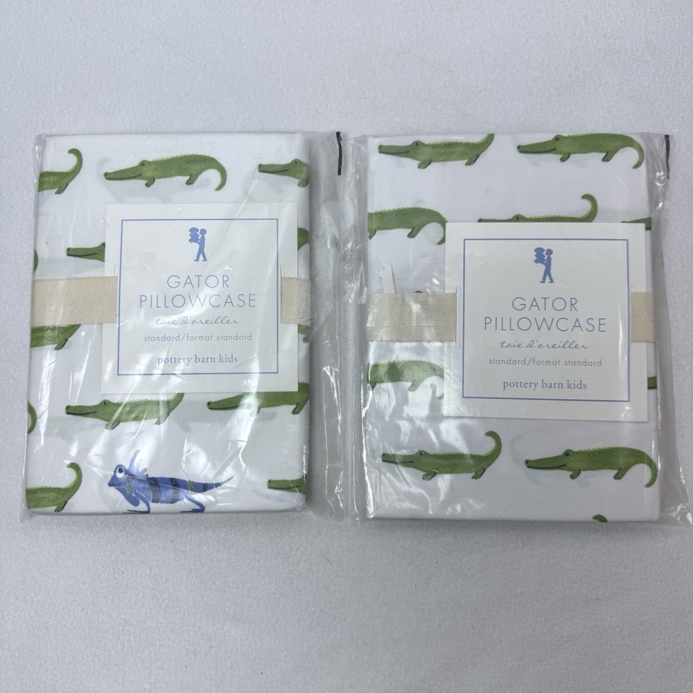 Pottery Barn Kids Gator Pillowcase Set Of Two Alligator Blue And Green Reptile
